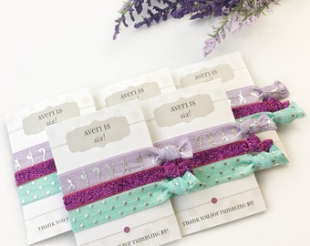 Gymnastics Party Favors for Girls, Custom Hair Tie Favors, Gymnastics Birthday Party Supplies, Girls Birthday Party Favors, Gymnastics Gifts