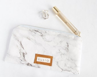 MARBLE Zipper Pouch Clutch. Travel Wallet. Small Travel Bag. Marble Bag. Purse Organizer. Gift for Wife. Friend Gift. Makeup Pouch. For Her.