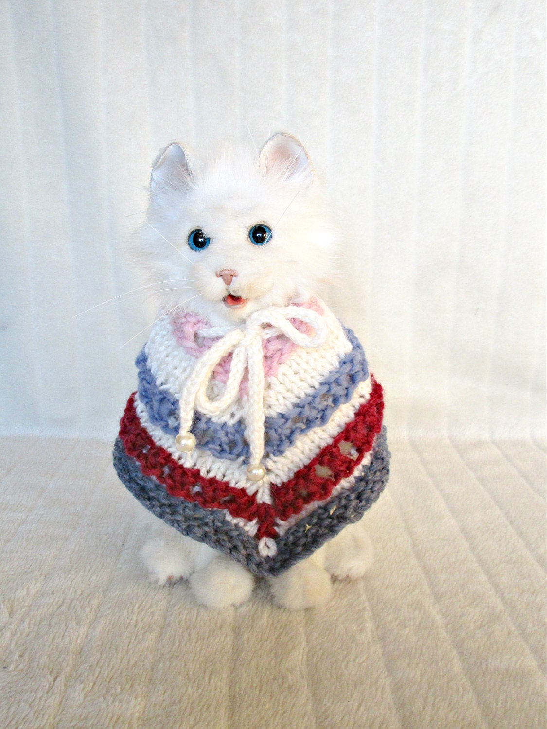 Cat dog poncho Knit cape poncho Dog knit coat Cat cape poncho
