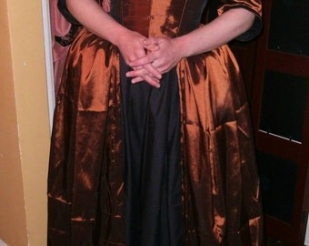 Copper Taffeta 18th Century Colonial Marie Antoinette Dress Gown @8/10