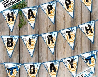 Nerf Party Banner, Nerf Gun Party Decor, Dart War Banner, Nerf Birthday Party Pennant, Nerf Happy Birthday Sign, Nerf Gun Decor | PRINTABLE
