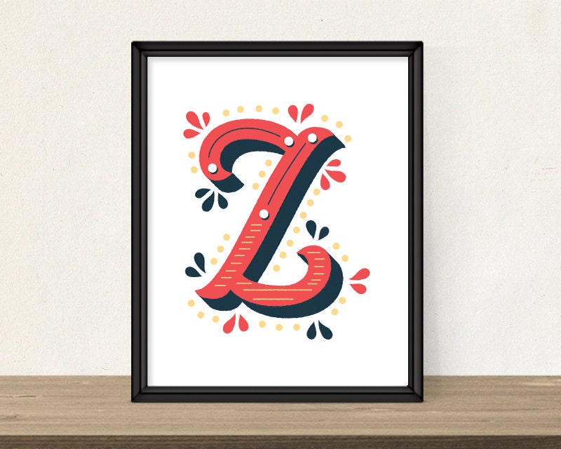 Decorative Letter Z Alphabet Printable Monogrammed
