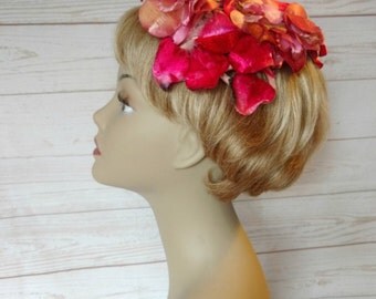 Bright Pink Flower Hat - Shocking Pink Hat - Hot Pink Flower Hat - Blossom Hat - 1960s Floral Hat - Easter Hat - Spring Hat