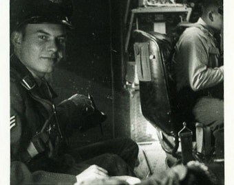 Vintage Photo "Smiles From the Plane" Military Soldier Man Airplane Handsome Boy Uniform Transportation Vernacular Snapshot Photograph - 18