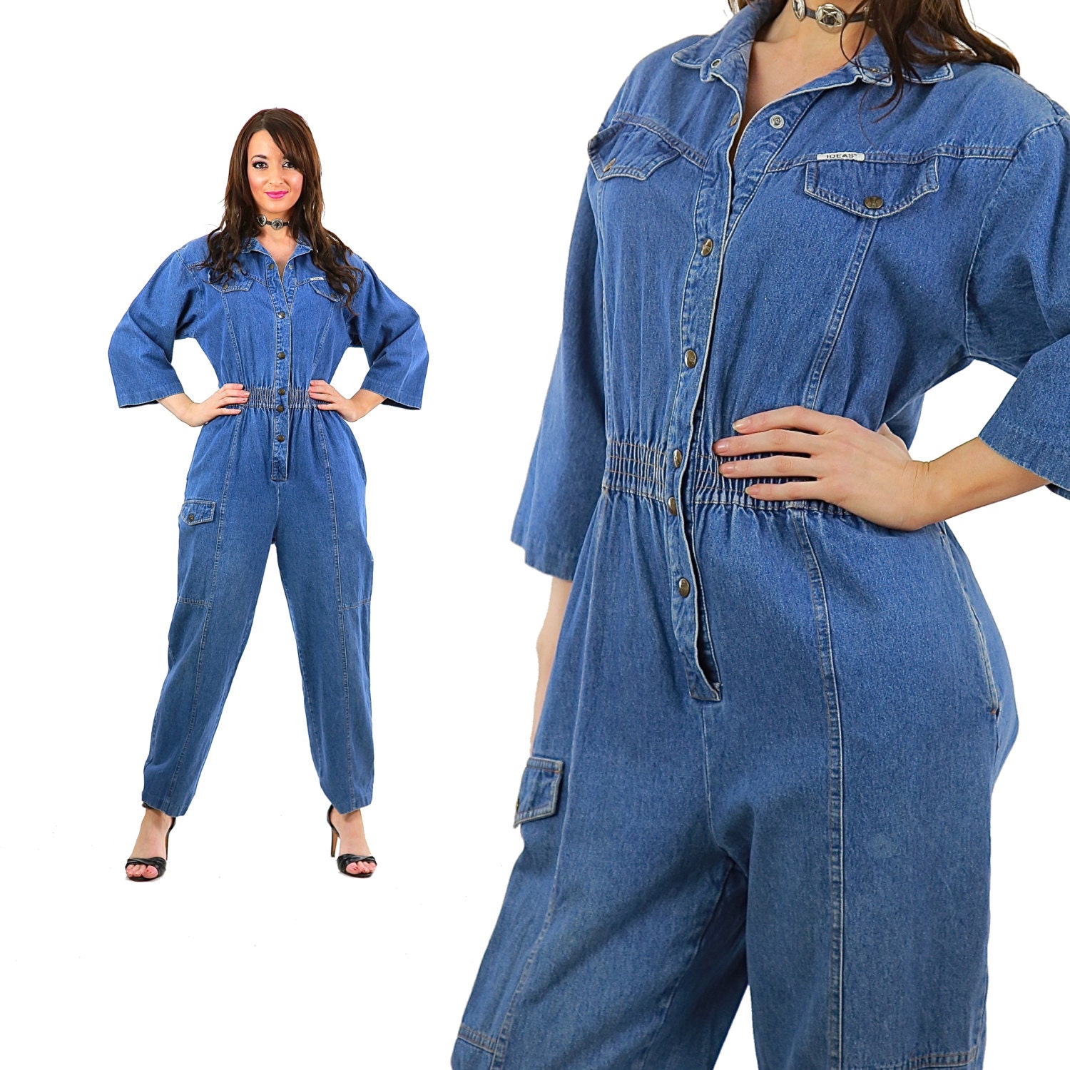 mens denim jumpsuit long sleeve