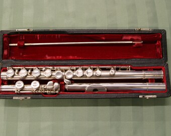 Swarovski Crystal Silver Plated Long Flute Woodwind Instrument