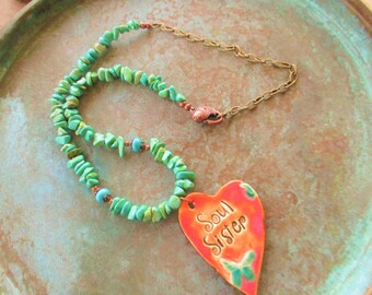 Turquoise necklace, boho necklace, soul sister necklace, essential oil diffuser,girlfriend necklace,friendship necklace