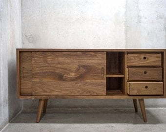 48" Solid Black Walnut Credenza/ Sideboard/ Cabinet/ Media Console *