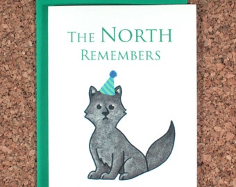 Game of Thrones Birthday Card / North remembers birthday / Stark