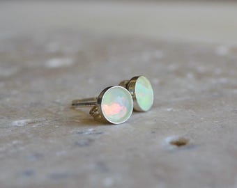 Welo Opal Stud Earrings // Ethiopian Opal on 14k gold fill or Sterling Silver