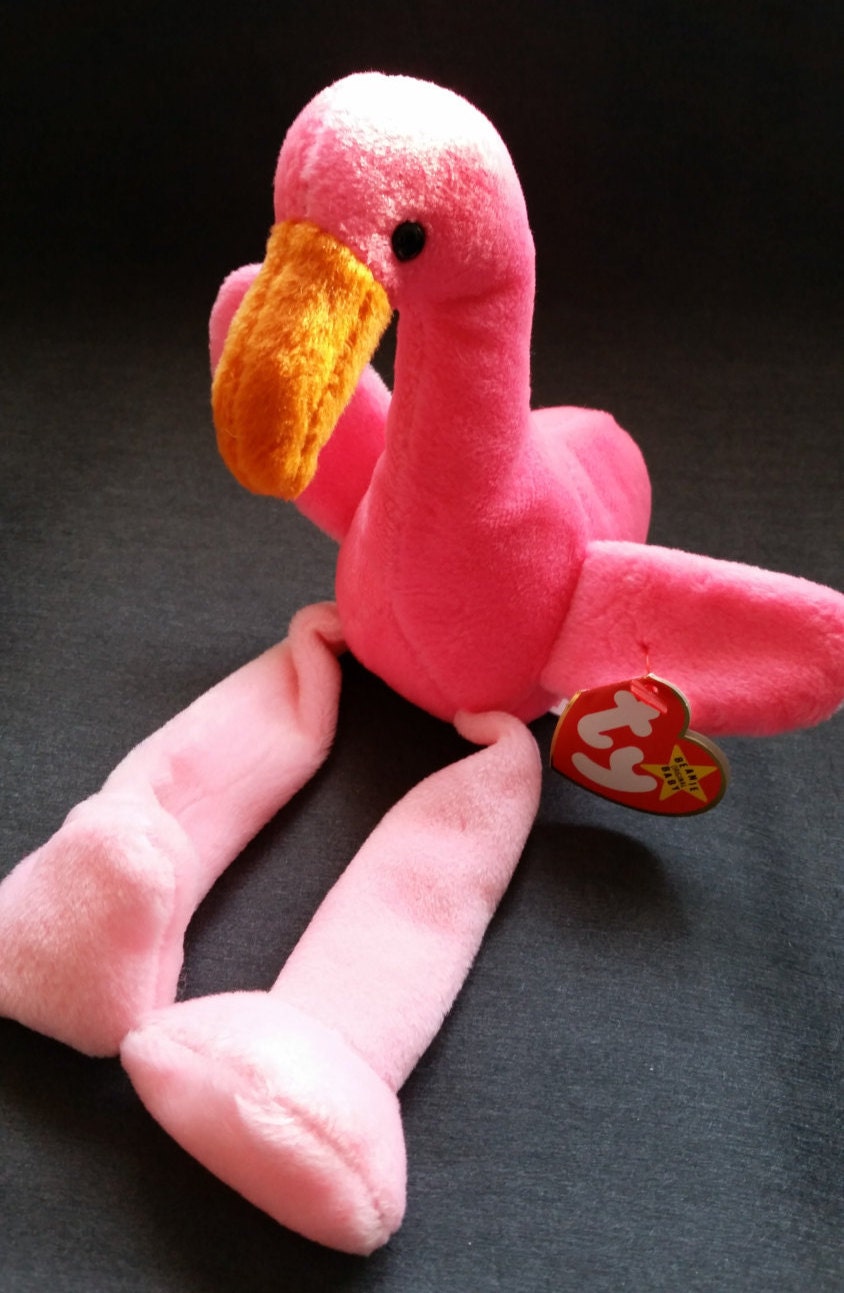 Ty beanie babies PINKY the flamingo 1995 PVC Super RARE