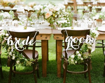 Bride and Groom.Chair Sign Wedding.Bride Groom Chair Sign.