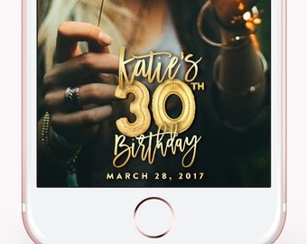 Birthday Snapchat Filter, Birthday Filter, Geofilter, Snapchat 30th birthday for her, 30th Birthday Gift for him, Decorations, Gold Balloons
