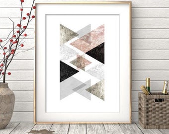 Geometric Print, Scandinavian Mid Century Art, Scandi Poster, Printable Art, Modern Minimalist, Grey Scandinavian Decor, Geometric Art