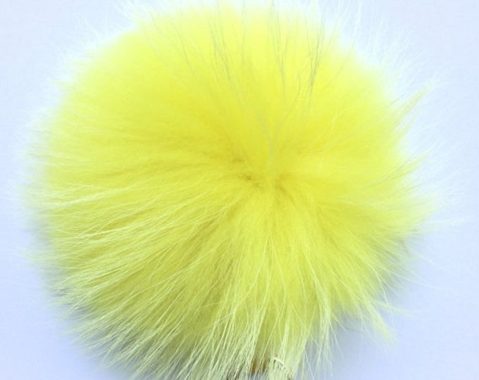 7 inch Pom-pom bag charm, fur pom pom keychain purse pendant in yellow