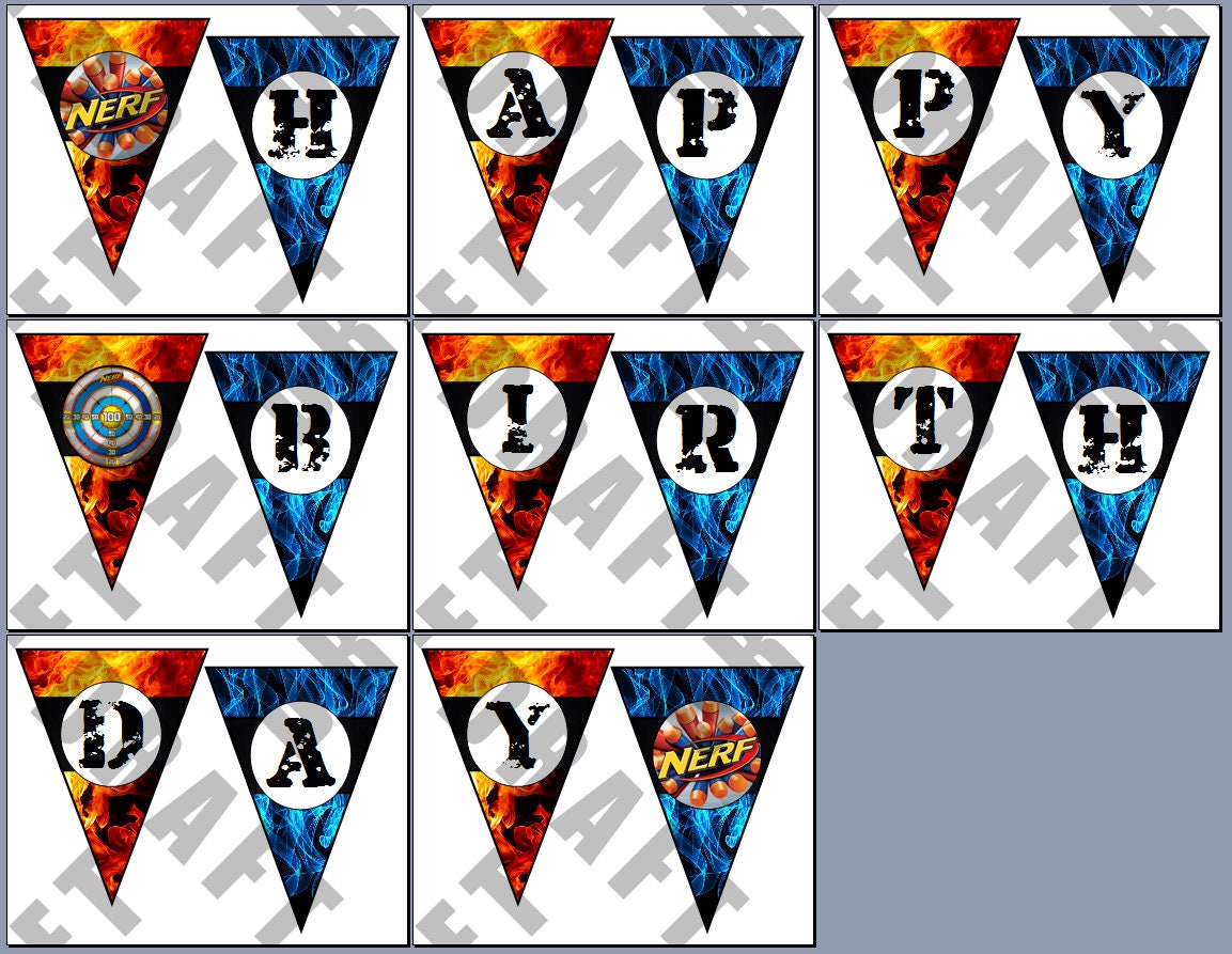 Nerf Inspired Digital Happy Birthday Banner