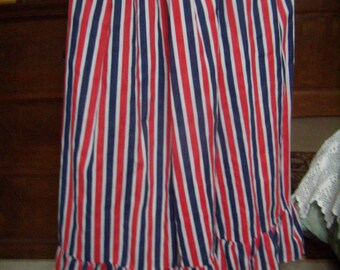 Vintage striped skirt patriotic, blue white red, summer, boho, hippie, size elastic, Vintage 1970, large size