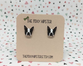 Boston Terrier Stud Earrings