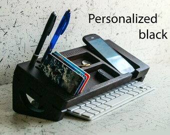 Personalized men docking station-dark desk organizer-wooden gifts,gift for dad,Samsung Galaxy S7,dock station wooden charging, wood Iphone 7