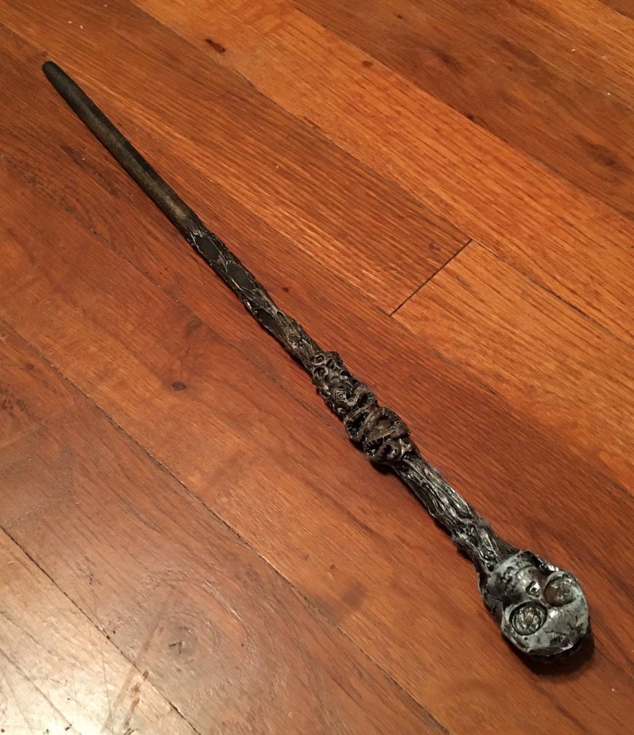 Death themed Handcarved magic wand. Necromancer Dark Magic