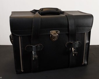 Vintage Black Leather Hard Side Camera Bag