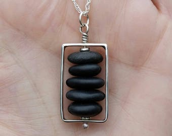 Beach rock cairn necklace