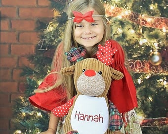 Personalized Stuffed Animal, Reindeer, Personalized Deer, Birth Stats Keepsake, Personalized Gift, Birth Announcement Stuffed Animal,Cubbies
