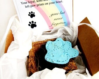 Unique Pet Sympathy Card - Forget Me Not Seeds Plantable Paper Paw with Flower Pot and Gift Box