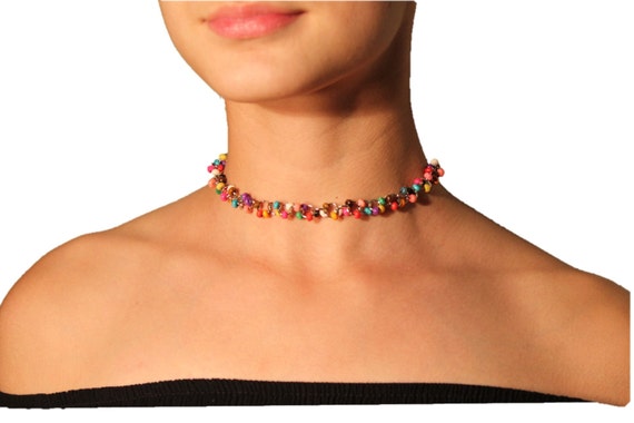 Colorful Choker Necklace Beaded Necklace Bohemian Beaded 2183