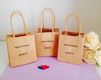 Personalised Wedding Favour Bags -Packs of 10 - Handmade Wedding Favour Bags - Personalised Wedding Table Decorations