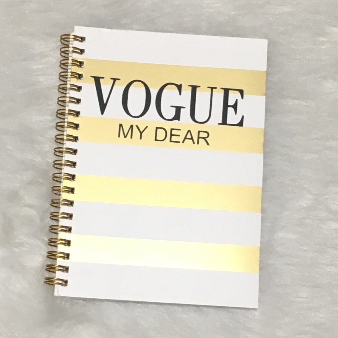 Vogue My Dear Gold Stuck Personal Size Notebook, 5" X 7", College Ruled, 160 Pages (80 sheets), White/Gold