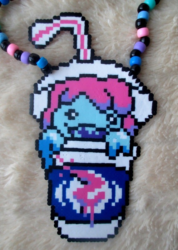 Slushii Kandi Mini Perler Beads Art Beaded Necklace Rave EDM