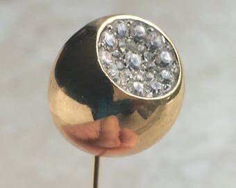 Vintage Crown Trifari Rhinestone Globe Stickpin Tie Pin
