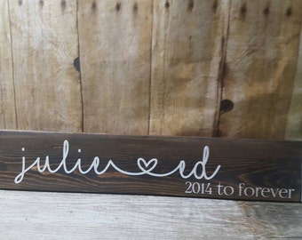 Name sign, his and her name sign, valentines sign, anniversary sign, wedding sign, bride & groom sign, first name sign, name heart sign,