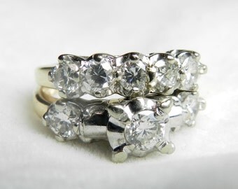 art deco engagement ring set vintage diamond wedding ring set 14k white gold 125cttw transitional - Vintage Wedding Ring Sets art deco engagement ring set vintage diamond wedding ring set 14k white gold 125cttw transitional - Vintage Wedding Ring Sets