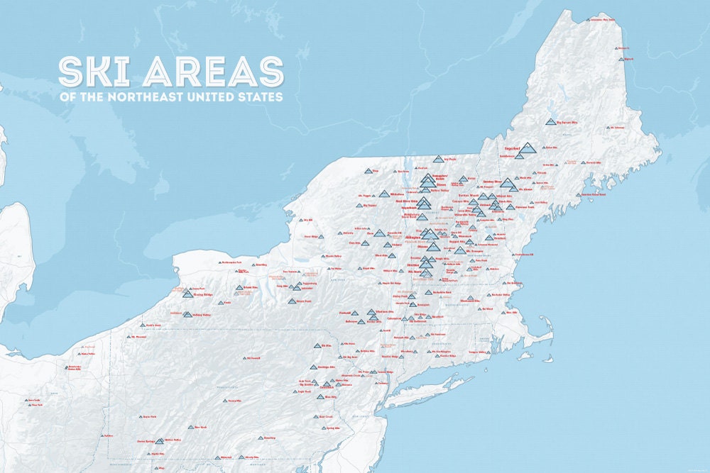 Northeast Ski Resorts Map 24x36 Poster   Il Fullxfull.1146226385 A4ma 