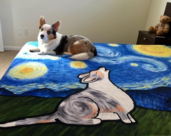 Pembroke or Cardigan Corgi Blanket - Starry Baroo 50" x 60" or 60" x 80"