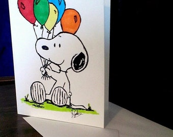 Snoopy Hand Drawn Greeting Card - Father's Day - Birthday - Anniversary -