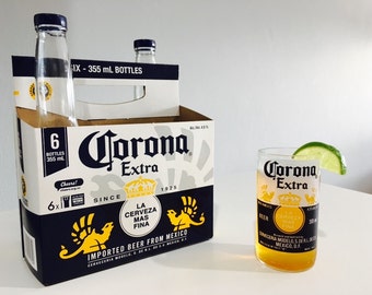 BBQ Set of 4 Corona Stubby Bottle Drinking Glasses + Salt&Pepper Shakers