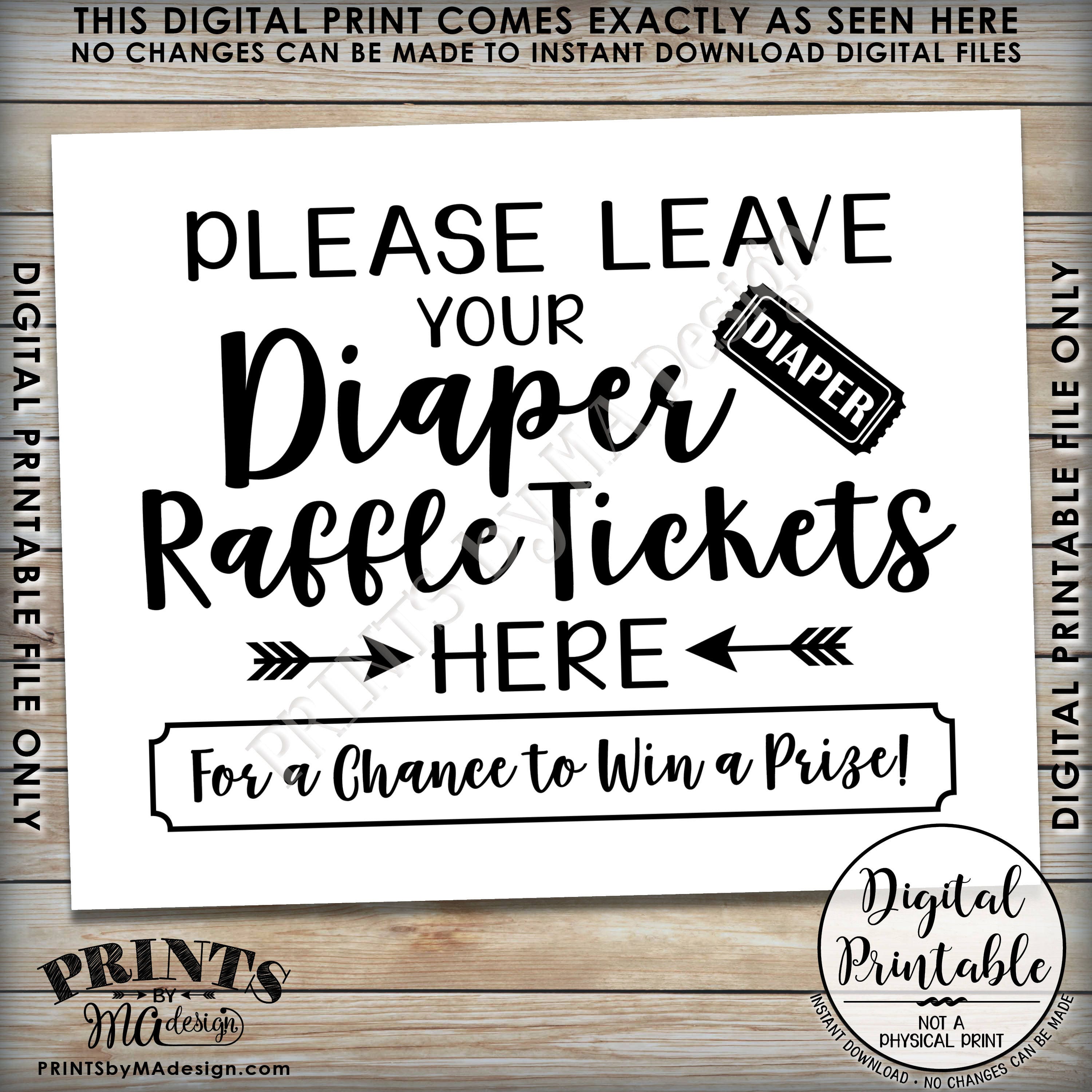 diaper raffle ticket sign leave your raffle ticket here shower raffle