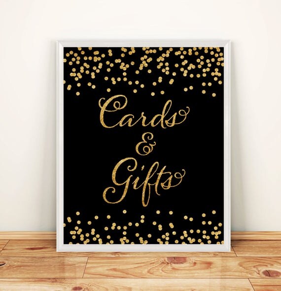 Printable Wedding sign Confetti Cards & Gifts 8x10 Gold