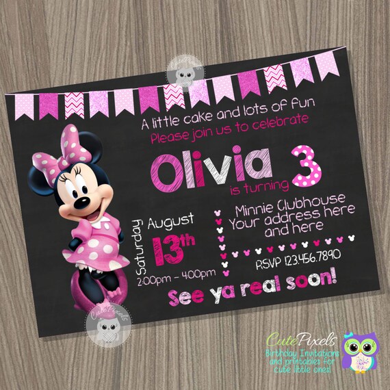 Minnie Mouse Invitation, Minnie Mouse Birthday Invitation, Minnie Mouse Birthday, Minnie Mouse Party, Minnie Mouse, Minnie Mouse Pink Il_570xn