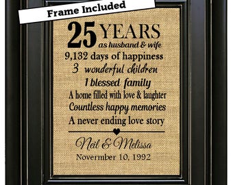 FRAMED Personalized 25th Wedding Anniversary Gift/25th Anniversary Gifts/25th Anniversary Gift for Parents/25th Anniversary Gift for couple