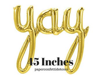 YAY Balloon | 46 Inches | Gold Foil Balloon | Engagement Decorations | Party Decorations | Banners | Celebration | Baby Shower Decorations