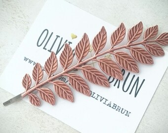 Rose Gold Laurel Leaf Bobby Pin Rose Gold Laurel Leaf Hair Clip Rose Gold Bobby Pin Rose Gold Leaf Hair Pin Grecian Hair Accesories