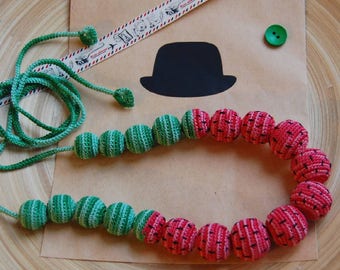 Crochet necklace / crochet beads / watermelon beads