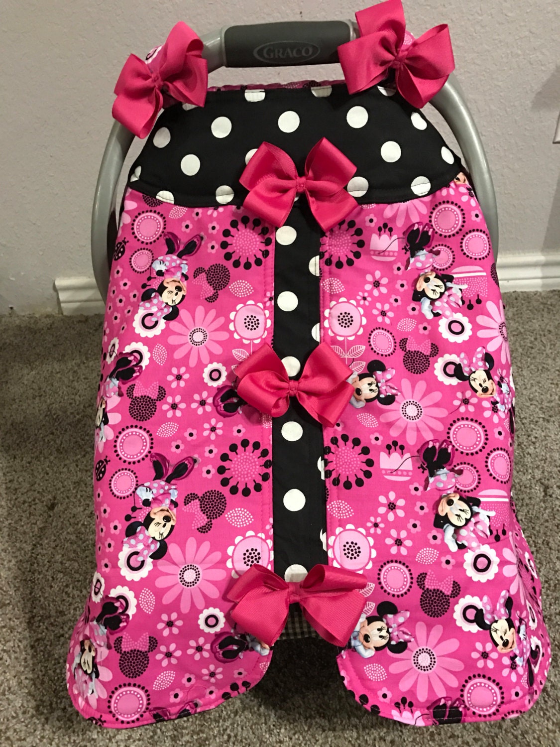 minnie mouse infant car seat canopy ready to ship