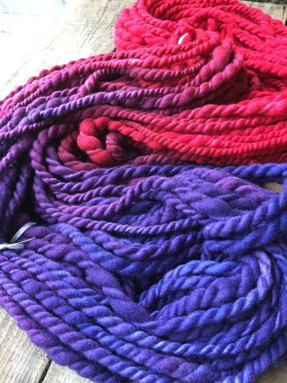 RED VELVET Handspun Chunky Bulky Super Soft Wool Yarn 2 Ply