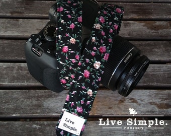 DSLR Camera Strap Rock & Roses | Accessories | Soft Cotton | Live Simple®