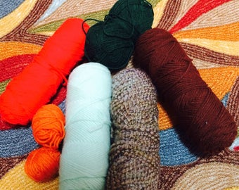 Vintage Yarn Lot, Yarn Skeins, Knitting Supplies, Yarn Detash for Craft Projects
